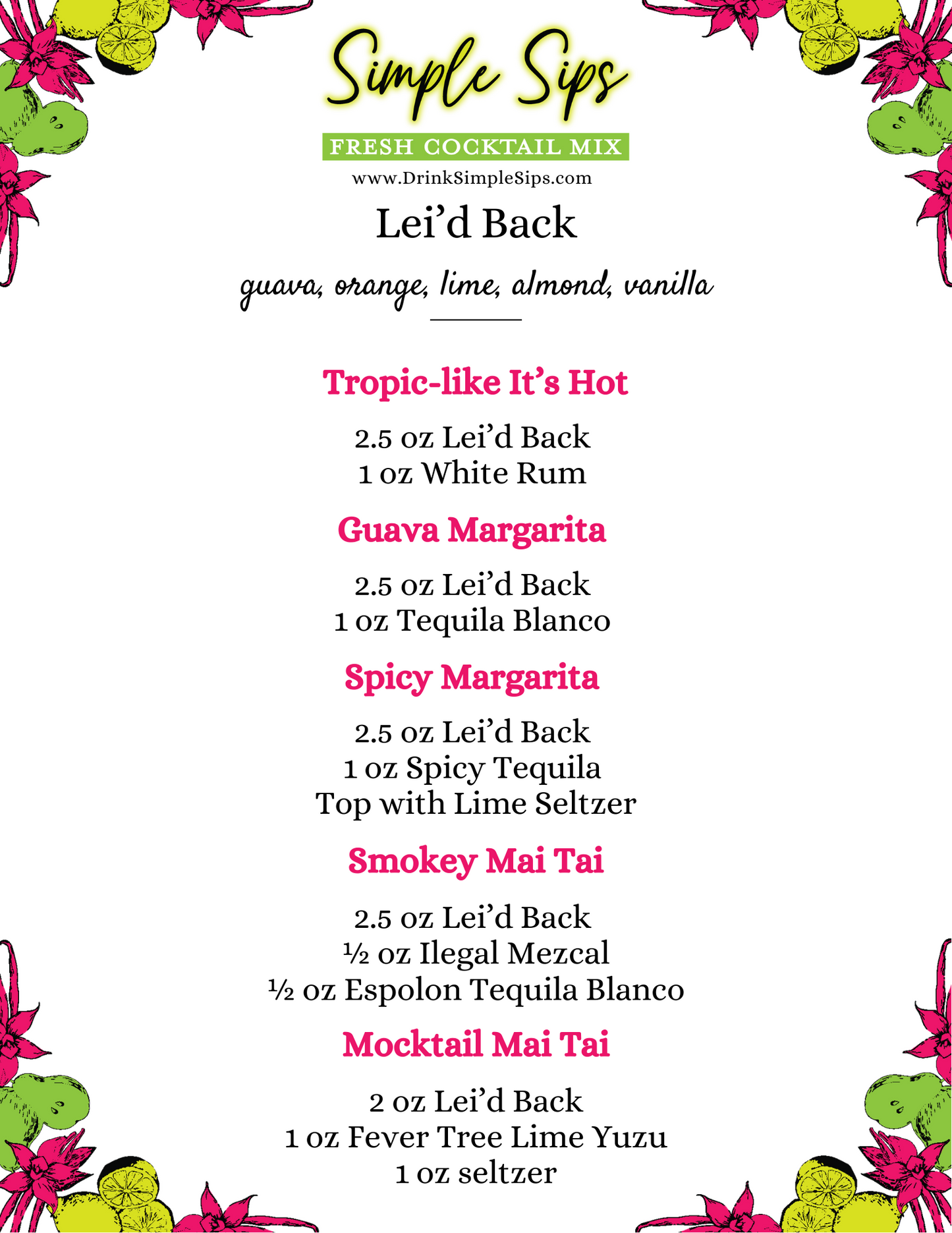 Lei'd Back Fresh Cocktail Mix
