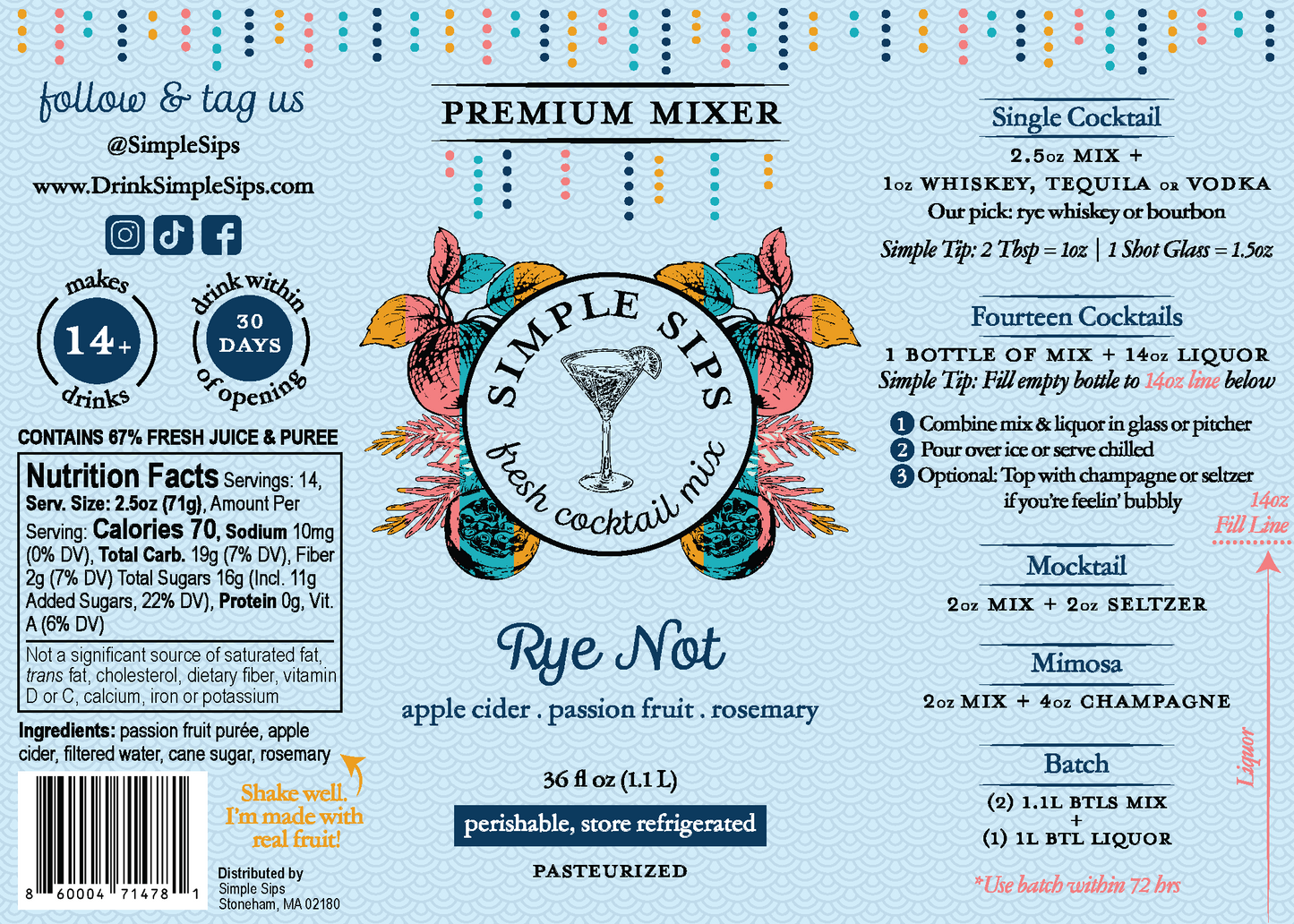 Rye Not Fresh Cocktail Mix