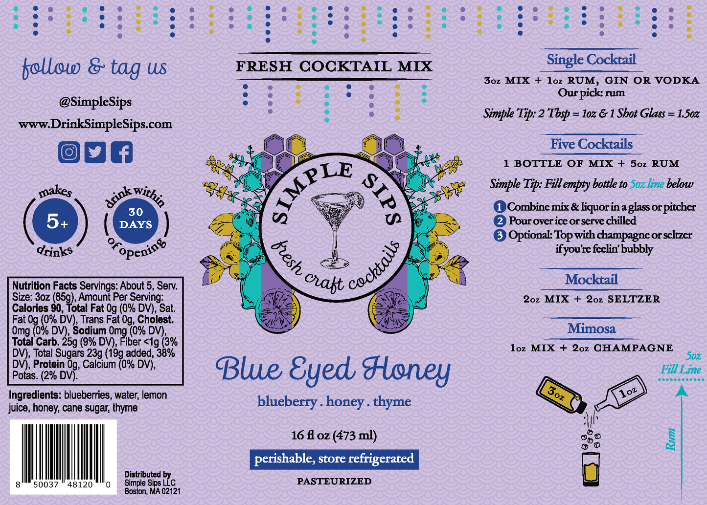 Blue Eyed Honey Fresh Cocktail Mix