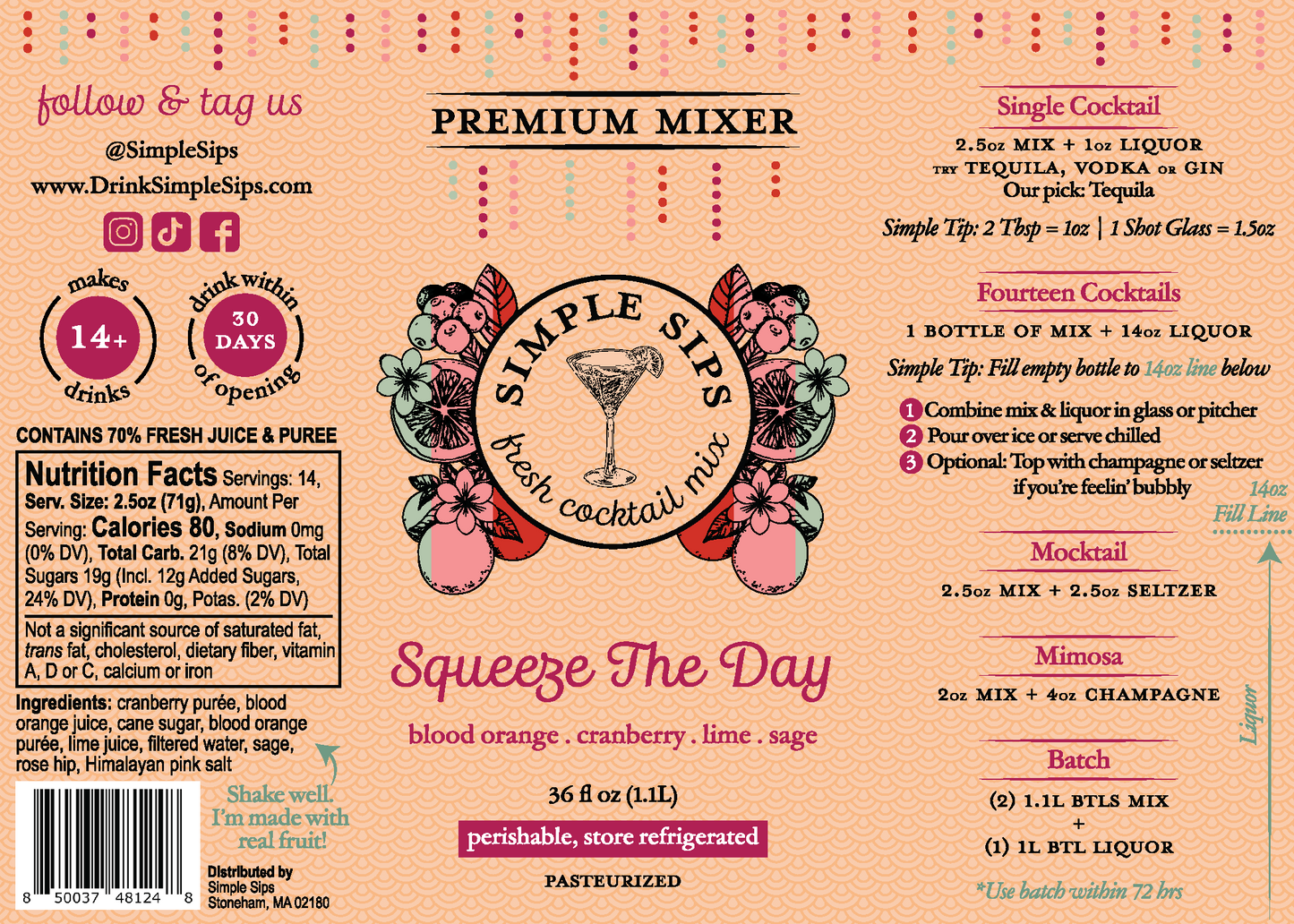 Squeeze The Day Fresh Cocktail Mix